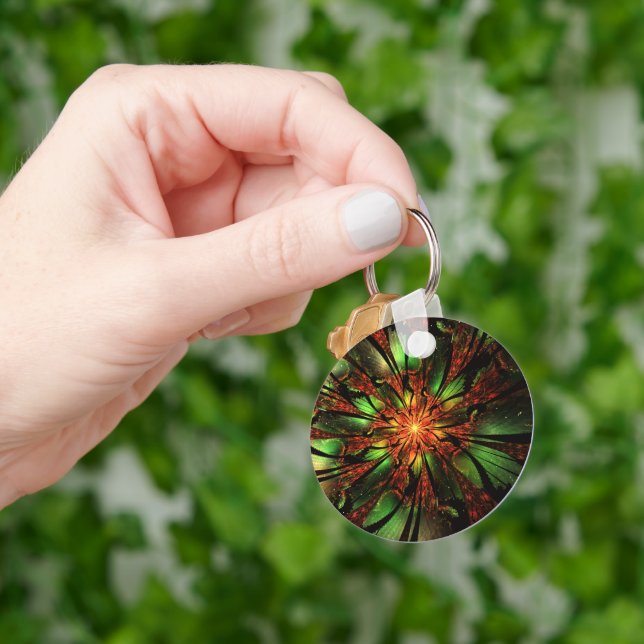 Abstract fractal flower design.   key ring (Hand)