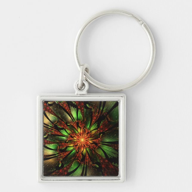 Abstract fractal flower design.  key ring (Front)