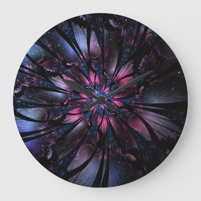 Abstract fractal flower design.   large clock (Front)