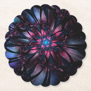 Abstract fractal flower design. paper coaster