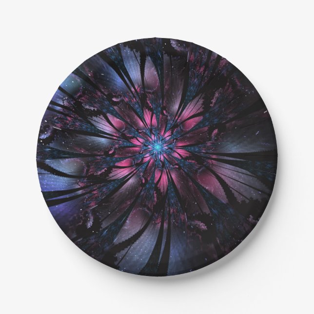 Abstract fractal flower design.  paper plate (Front)
