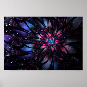 Abstract fractal flower design. poster