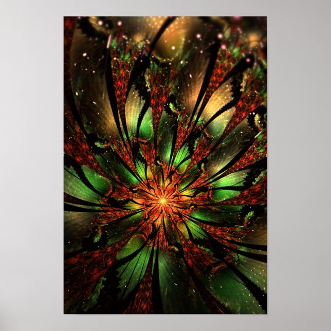 Abstract fractal flower design.  poster (Front)