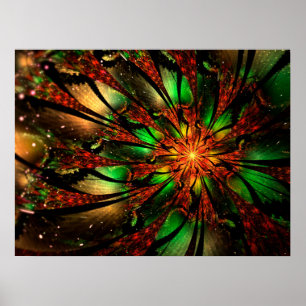 Abstract fractal flower design. poster