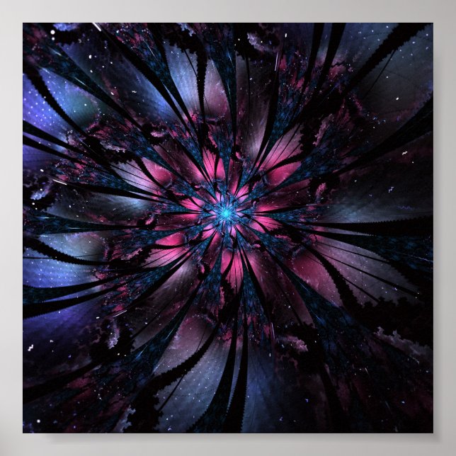 Abstract fractal flower design.  poster (Front)