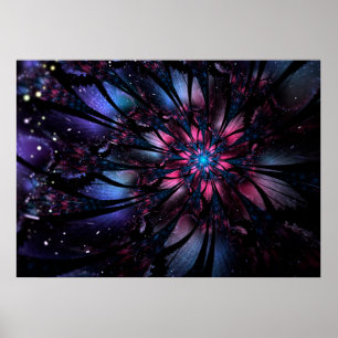 Abstract fractal flower design. poster