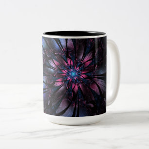 Abstract fractal flower design. Two-Tone coffee mug