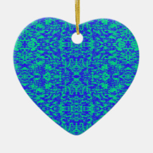 Abstract Fractal In Blue And Green Ceramic Tree Decoration
