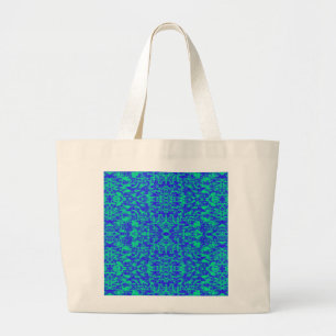 Abstract Fractal In Blue And Green Large Tote Bag