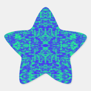 Abstract Fractal In Blue And Green Star Sticker