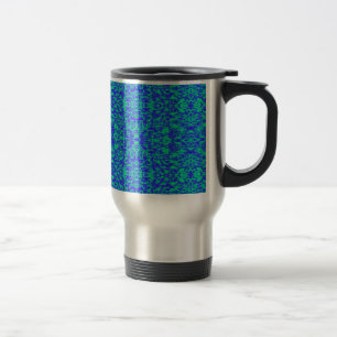Abstract Fractal In Blue And Green Travel Mug
