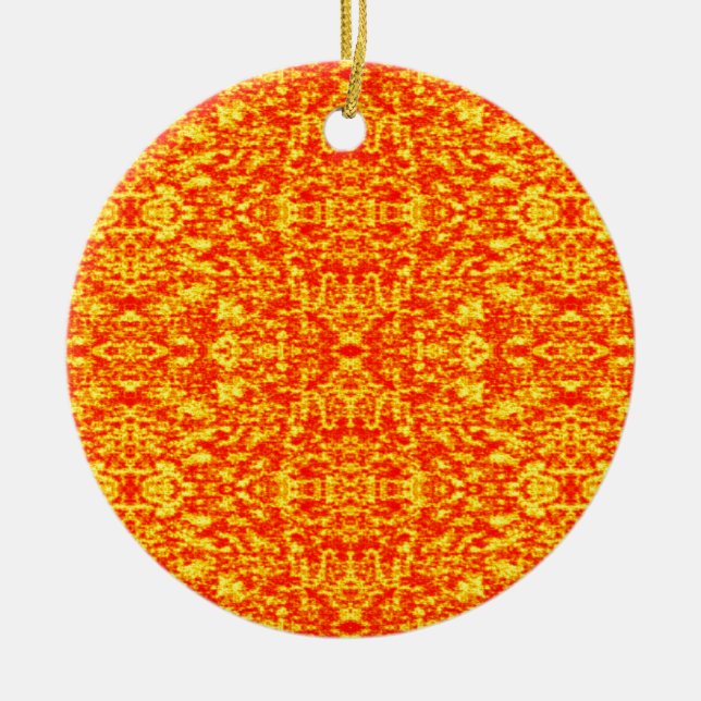 Abstract Fractal In Red And Orange Ceramic Tree Decoration (Front)
