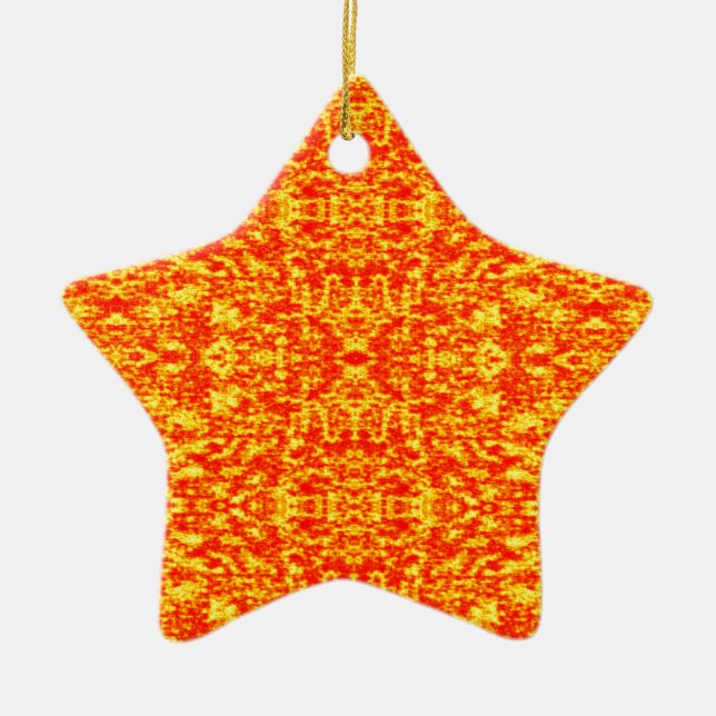 Abstract Fractal In Red And Orange Ceramic Tree Decoration (Front)