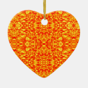 Abstract Fractal In Red And Orange Ceramic Tree Decoration