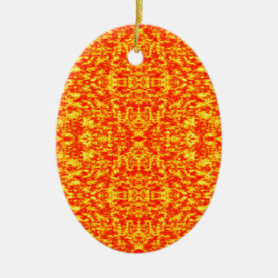 Abstract Fractal In Red And Orange Ceramic Tree Decoration