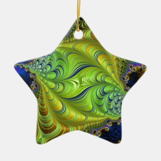 Abstract fractal patterns and shapes. Fractal Art Ceramic Tree Decoration (Front)