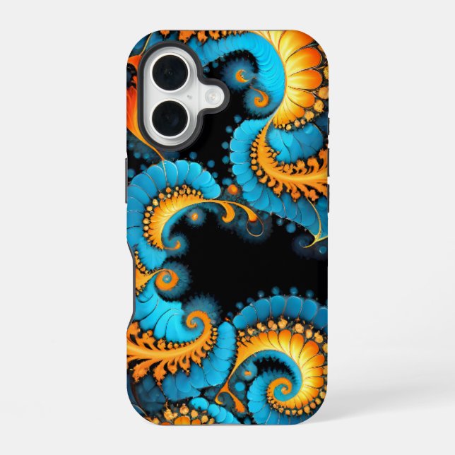 Abstract fractal patterns iPhone 16 case (Back)