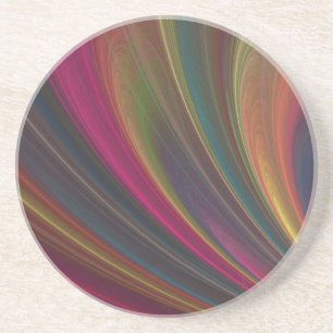 Abstract Fractal Rainbow Swirl Sandstone Coaster
