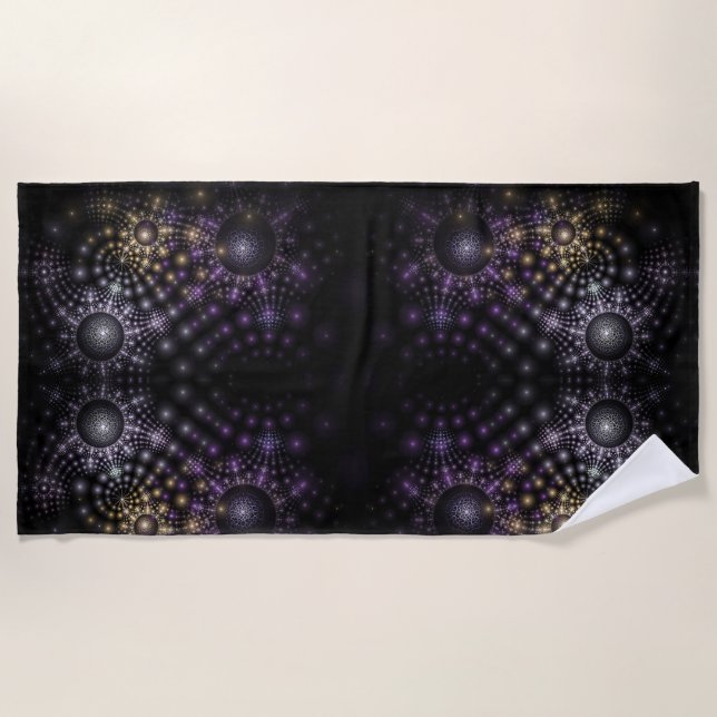 Abstract Fractal Sphere Art Mandala Universe Beach Towel (Front)