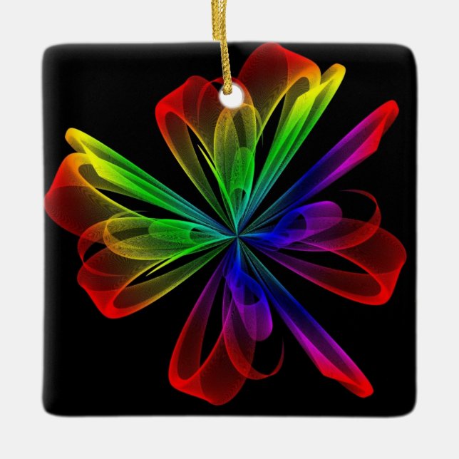 Abstract Fractal Wave Design Ceramic Ornament (Front)