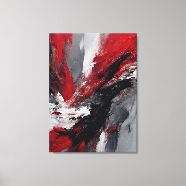 Abstract frame, red, gray, black and white canvas print (Front)