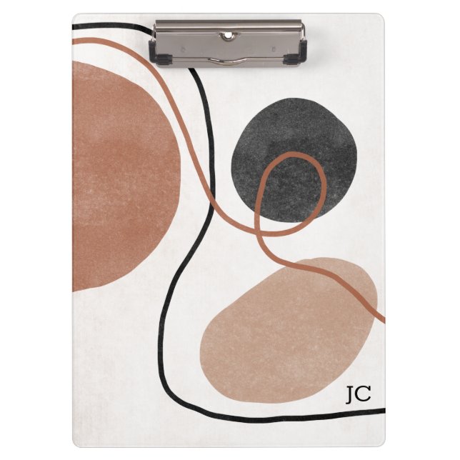 Abstract Freeform Shapes - Brown and Black Clipboard (Front)