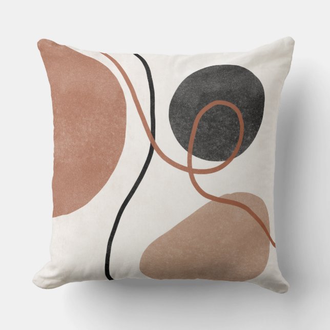 Abstract Freeform Shapes - Brown and Black Cushion (Front)