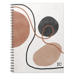 Abstract Freeform Shapes - Brown and Black Notebook