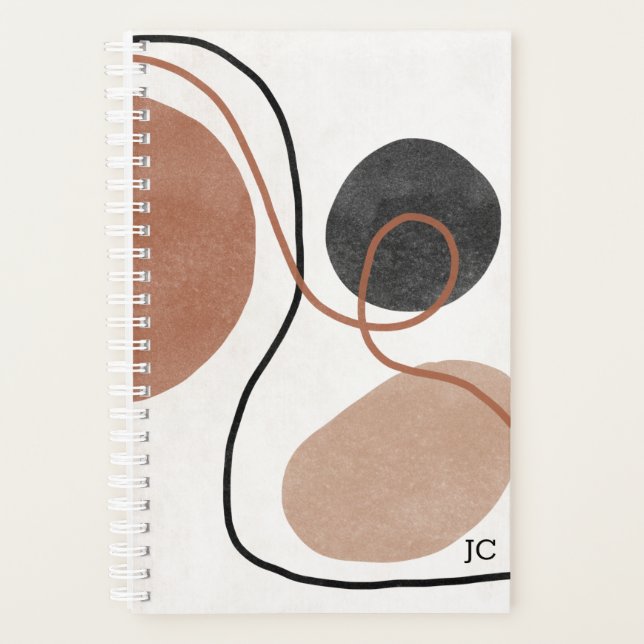 Abstract Freeform Shapes - Brown and Black Planner (Front)