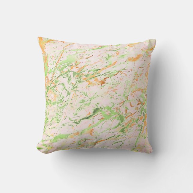 Abstract Fresh Mint Pink Gold Marble Luxury Pastel Cushion (Front)