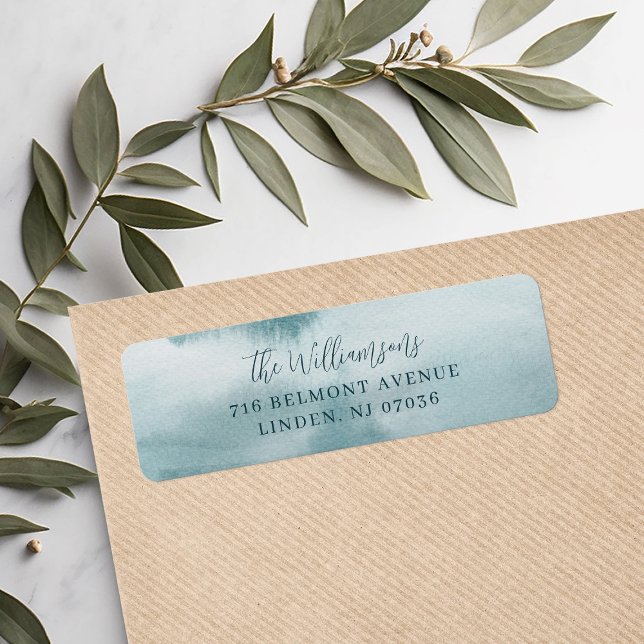 Abstract Frost Blue Watercolor Return Address (Creator Uploaded)