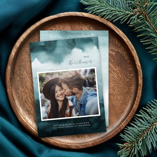 Abstract Frost Modern Christmas Photo Card (Creator Uploaded)