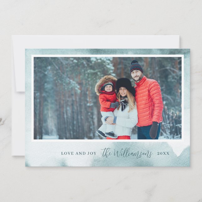 Abstract Frost Modern Holiday Photo Card (Front)