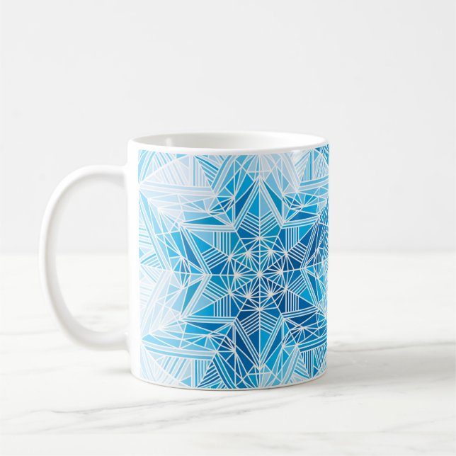 Abstract frozen star snowflakes seamless pattern coffee mug (Left)