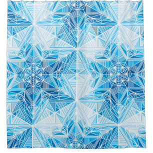 Abstract frozen star snowflakes seamless pattern shower curtain
