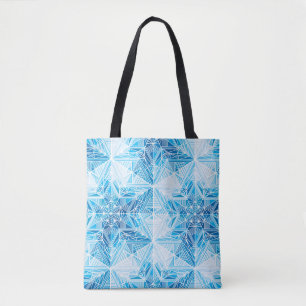 Abstract frozen star snowflakes seamless pattern tote bag