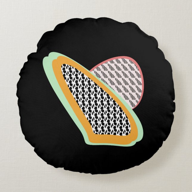 Abstract Fruit Papaya Dragonfruit Pattern Round Cushion (Front)