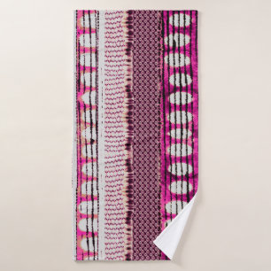 abstract fuchsia colorful ethnic border pattern bath towel