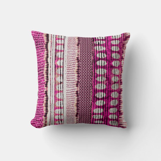 abstract fuchsia colourful ethnic border pattern cushion (Front)