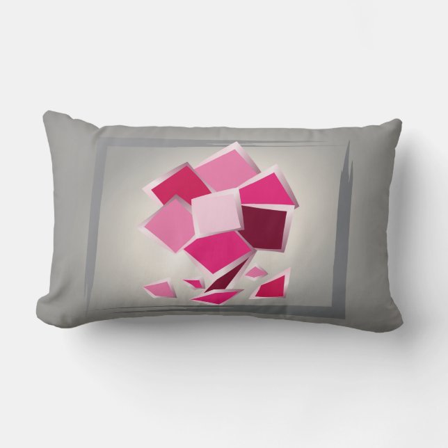 Abstract fuchsia flower lumbar cushion (Front)