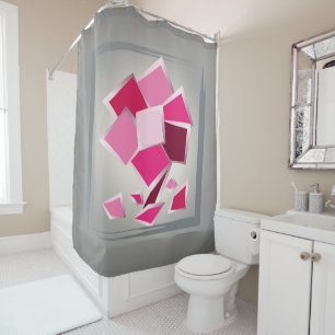 Abstract fuchsia flower shower curtain