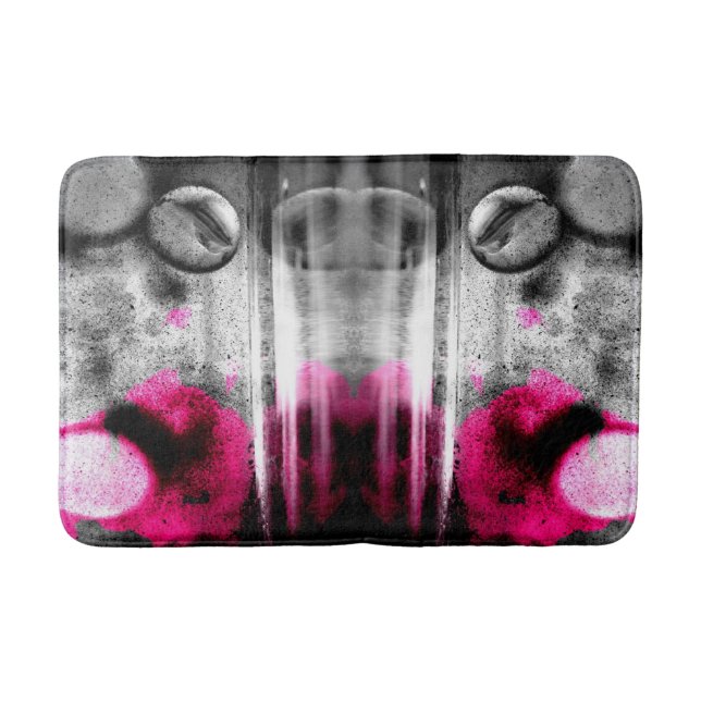 Abstract Fuchsia, Grey and Black Grain Photo Art Bath Mat (Front)