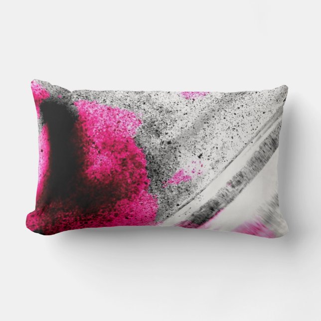 Abstract Fuchsia, Grey and Black Grain Photo Art Lumbar Cushion (Front)