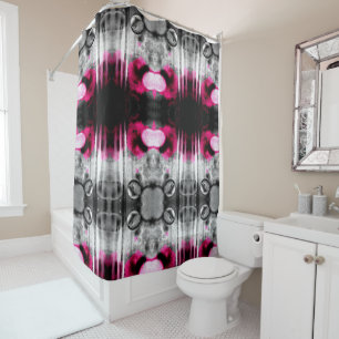 Abstract Fuchsia, Grey and Black Grain Photo Art Shower Curtain