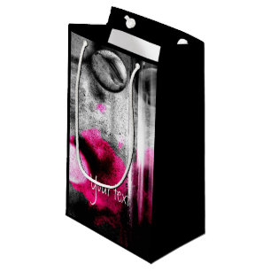 Abstract Fuchsia, Grey and Black Grain Photo Art Small Gift Bag