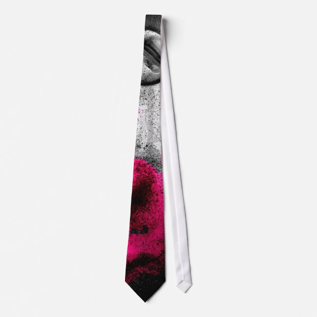 Abstract Fuchsia, Grey and Black Grain Photo Art Tie (Front)