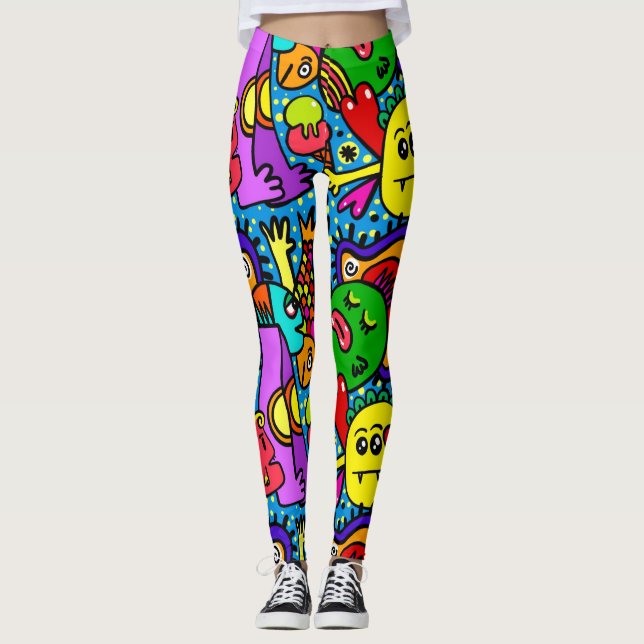 Abstract Fun Colourful Leggings (Front)