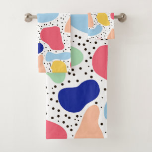 Abstract fun modern cute kids summer shapes figure bath towel set
