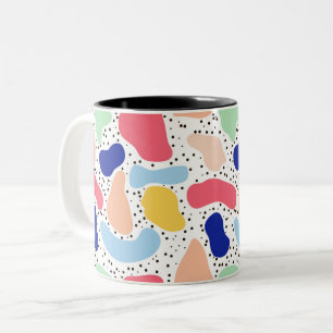 Abstract fun modern cute kids summer shapes figure Two-Tone coffee mug