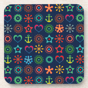 Abstract fun shapes retro design print coaster